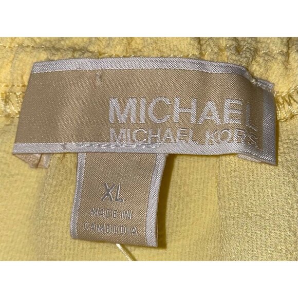 Michael Kors Womens Pale Sunflower Yellow Button Front Smocked Hem Blouse XL - Picture 3 of 8